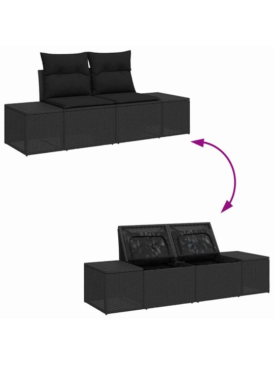 Dārza dīvānu komplekts 10 pcs melna