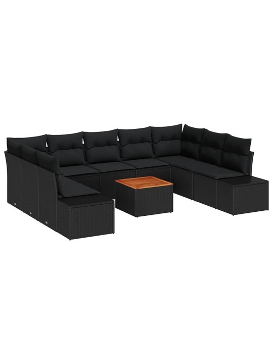 Dārza dīvānu komplekts 10 pcs melna