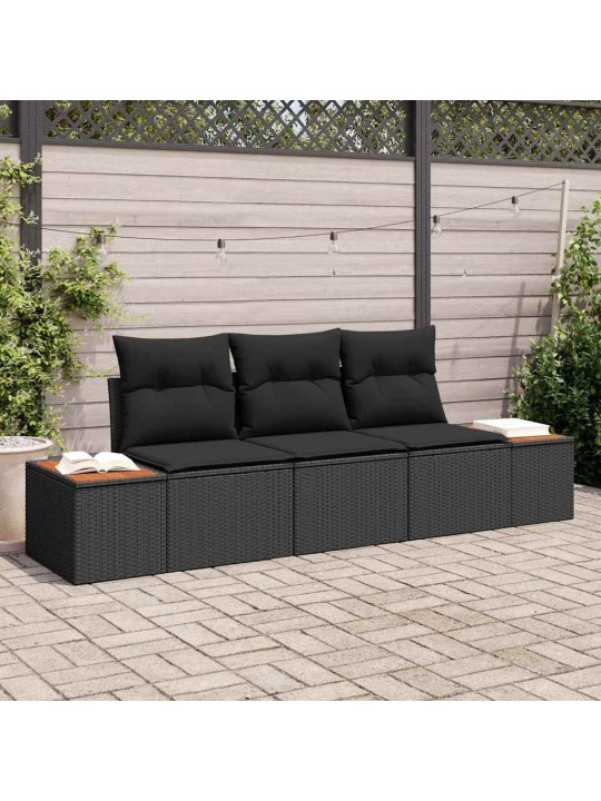 Dārza dīvānu komplekts ar spilvenu 3 pcs melna 239 x 62 x 85 cm