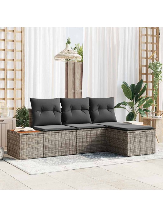 Dārza dīvānu komplekts 4 pcs pelēka 184 x 62 x 85 cm