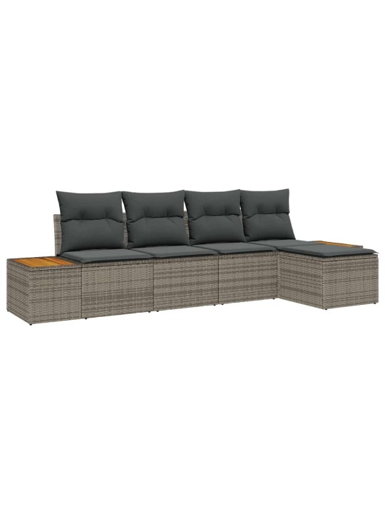 Dārza dīvānu komplekts 5 pcs pelēka 184 x 62 x 85 cm