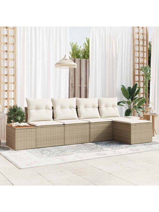 Dārza dīvānu komplekts 5 pcs bēša un krēmkrāsa 184 x 62 x 85 cm