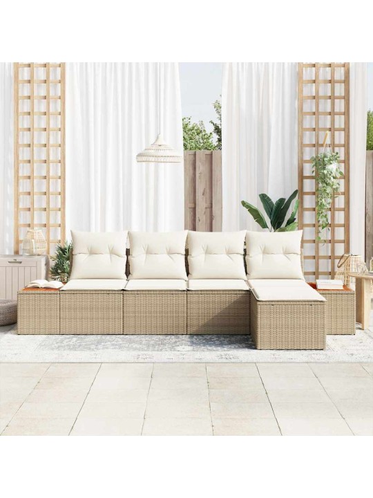 Dārza dīvānu komplekts 5 pcs bēša un krēmkrāsa 184 x 62 x 85 cm