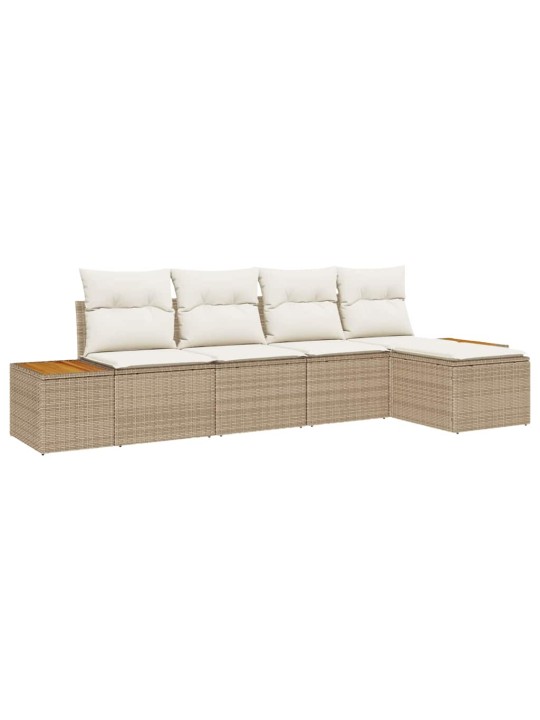 Dārza dīvānu komplekts 5 pcs bēša un krēmkrāsa 184 x 62 x 85 cm