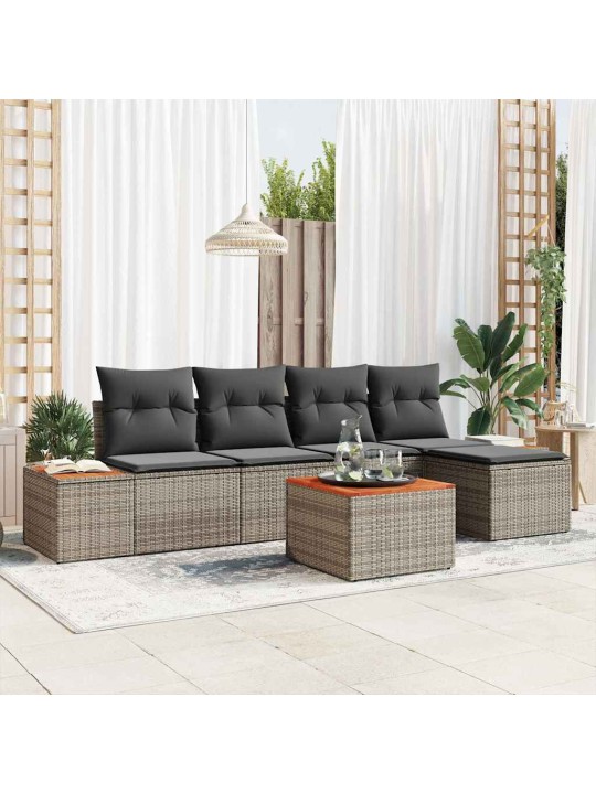 Dārza dīvānu komplekts 6 pcs pelēka 184 x 62 x 85 cm