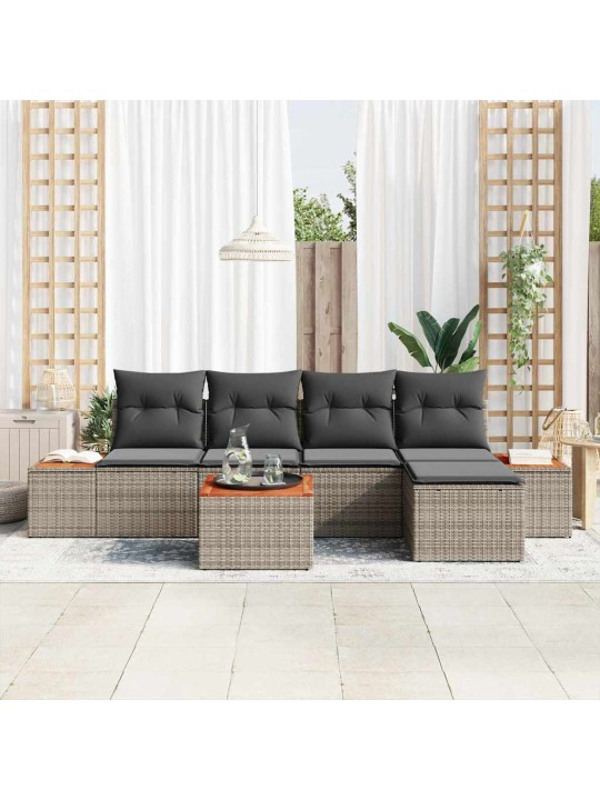 Dārza dīvānu komplekts 6 pcs pelēka 184 x 62 x 85 cm