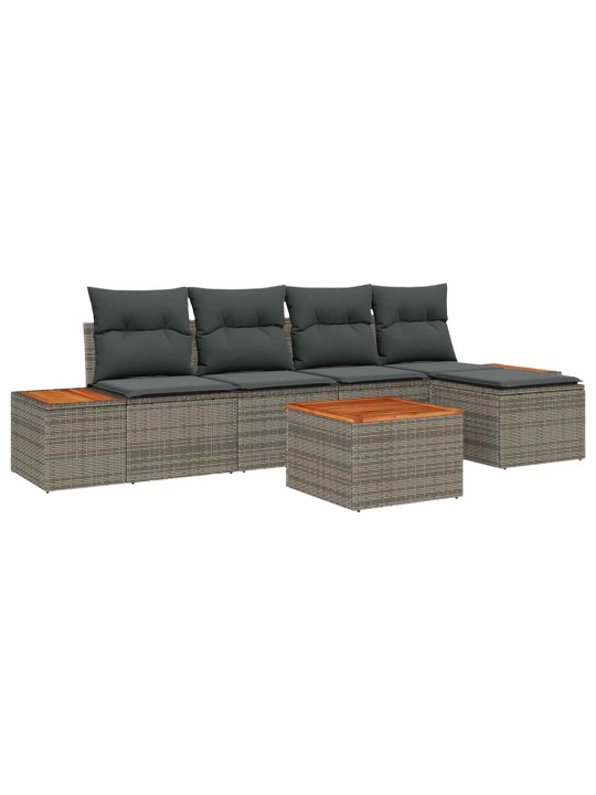Dārza dīvānu komplekts 6 pcs pelēka 184 x 62 x 85 cm