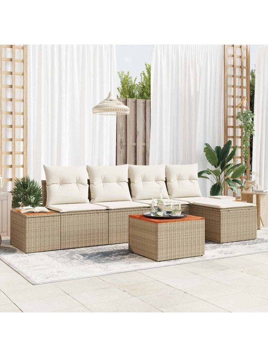 Dārza dīvānu komplekts 6 pcs bēša un krēmkrāsa 184 x 62 x 85 cm
