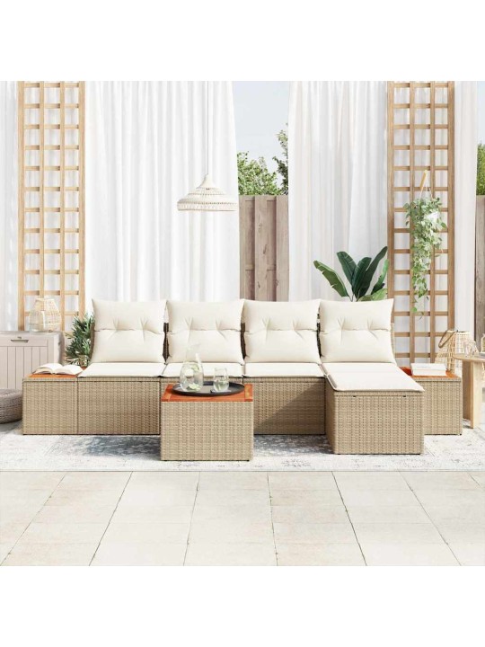 Dārza dīvānu komplekts 6 pcs bēša un krēmkrāsa 184 x 62 x 85 cm