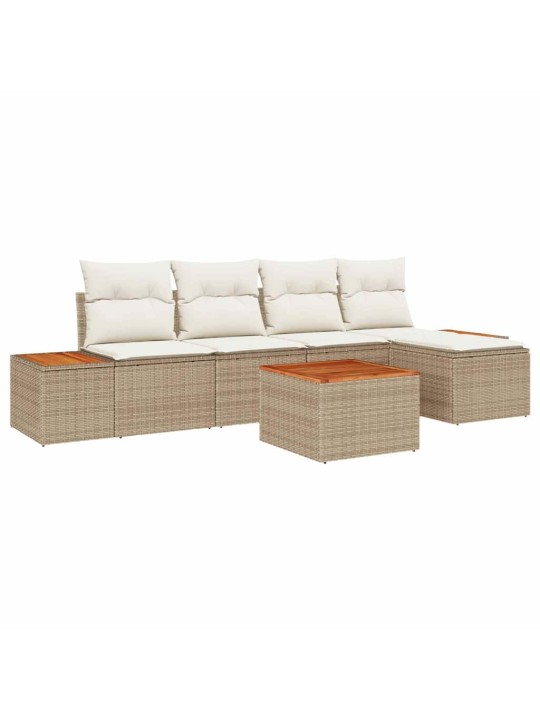 Dārza dīvānu komplekts 6 pcs bēša un krēmkrāsa 184 x 62 x 85 cm