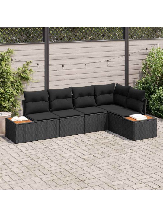 Dārza dīvānu komplekts 5 pcs melna 264 x 154 x 85 cm