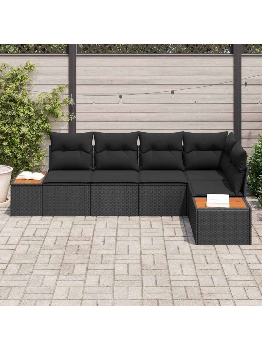Dārza dīvānu komplekts 5 pcs melna 264 x 154 x 85 cm