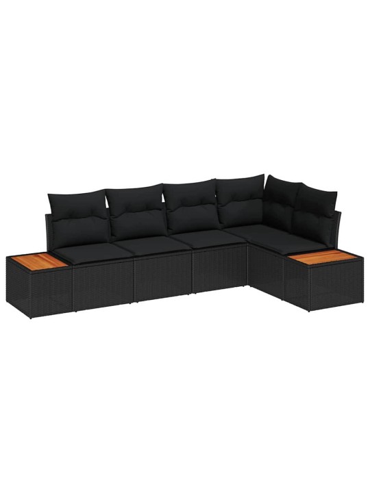 Dārza dīvānu komplekts 5 pcs melna 264 x 154 x 85 cm