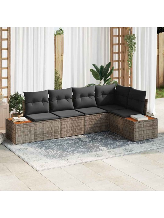 Dārza dīvānu komplekts 5 pcs pelēka 264 x 154 x 85 cm