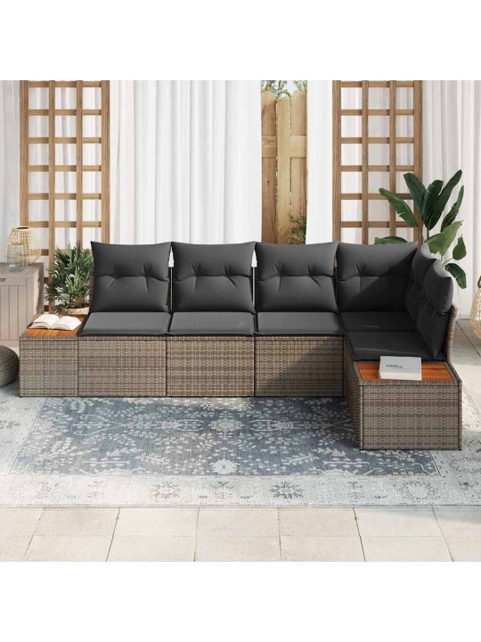 Dārza dīvānu komplekts 5 pcs pelēka 264 x 154 x 85 cm