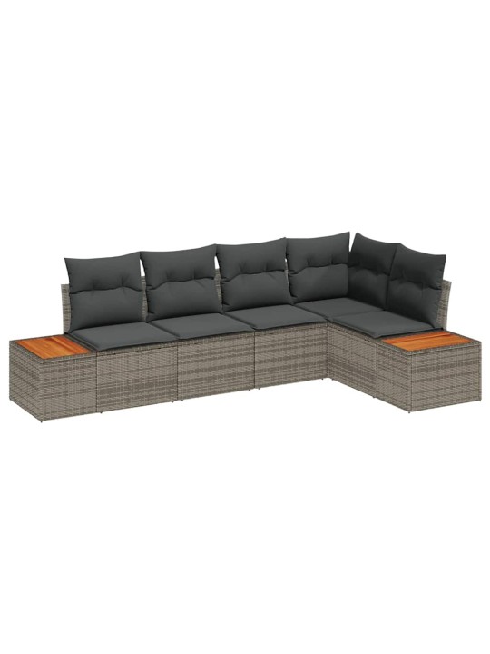 Dārza dīvānu komplekts 5 pcs pelēka 264 x 154 x 85 cm