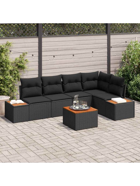 Dārza dīvānu komplekts 6 pcs melna 264 x 154 x 85 cm
