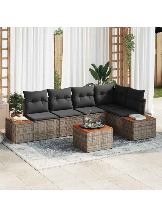 Dārza dīvānu komplekts 6 pcs pelēka 264 x 154 x 85 cm