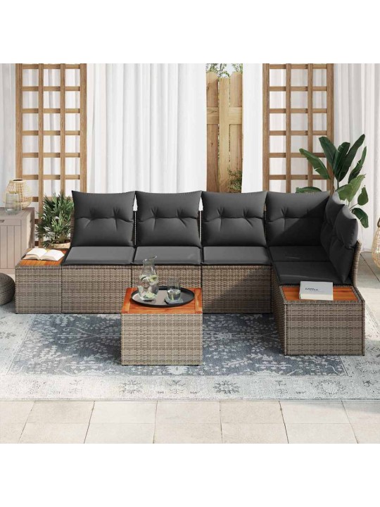Dārza dīvānu komplekts 6 pcs pelēka 264 x 154 x 85 cm