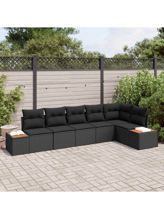 Dārza dīvānu komplekts 6 pcs melna 319 x 154 x 85 cm