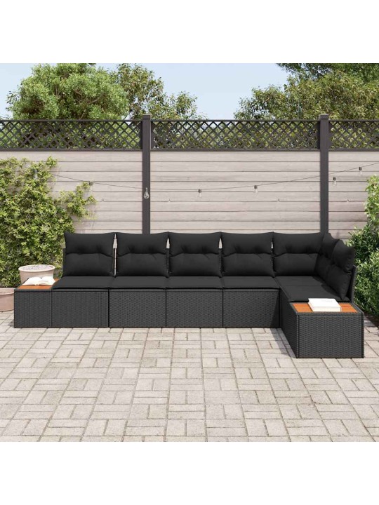 Dārza dīvānu komplekts 6 pcs melna 319 x 154 x 85 cm