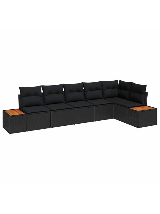 Dārza dīvānu komplekts 6 pcs melna 319 x 154 x 85 cm
