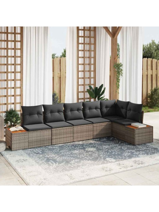 Dārza dīvānu komplekts 6 pcs pelēka 319 x 154 x 85 cm
