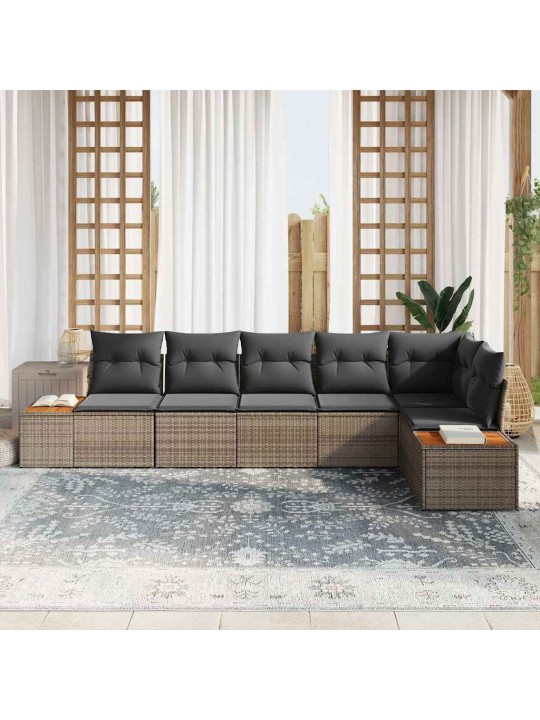 Dārza dīvānu komplekts 6 pcs pelēka 319 x 154 x 85 cm