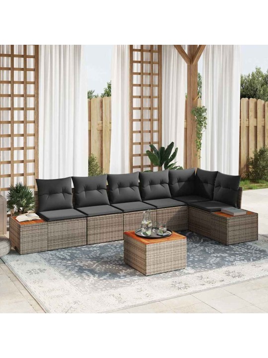 Dārza dīvānu komplekts 7 pcs pelēka 319 x 154 x 85 cm
