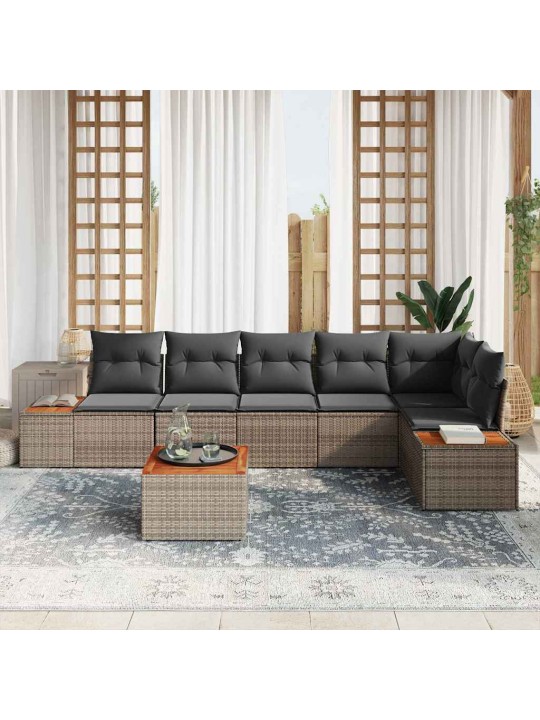 Dārza dīvānu komplekts 7 pcs pelēka 319 x 154 x 85 cm