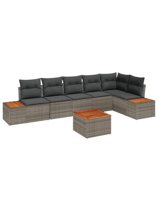Dārza dīvānu komplekts 7 pcs pelēka 319 x 154 x 85 cm