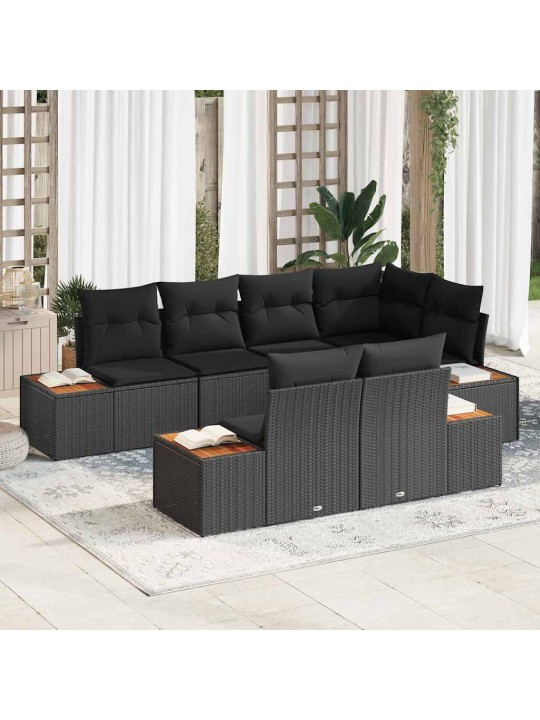 Dārza dīvānu komplekts 7 pcs melna 264 x 154 x 85 cm