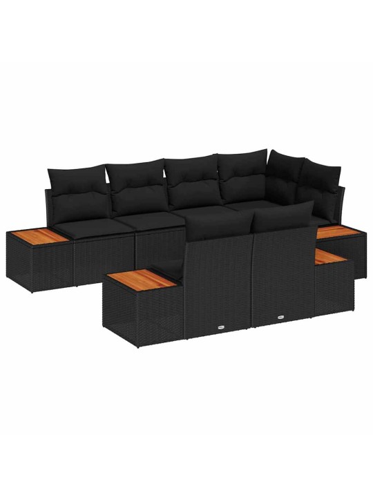 Dārza dīvānu komplekts 7 pcs melna 264 x 154 x 85 cm