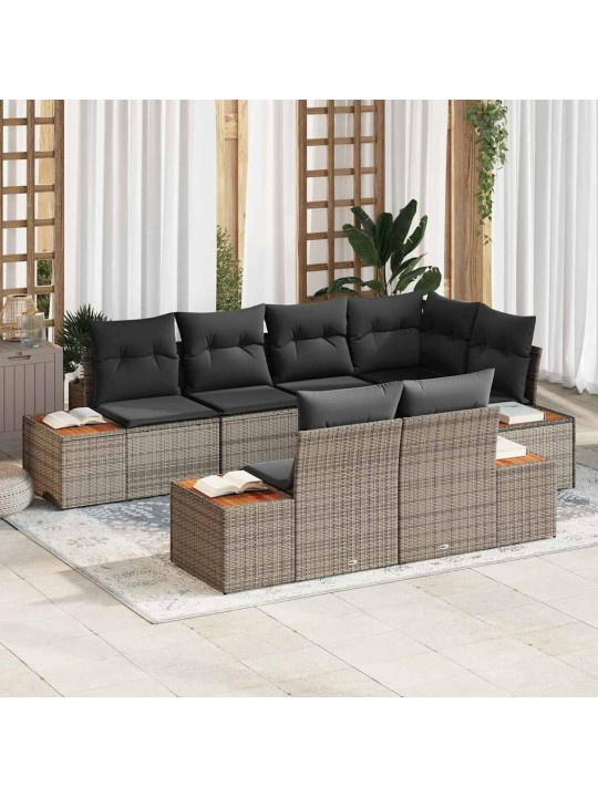 Dārza dīvānu komplekts 7 pcs pelēka 264 x 154 x 85 cm