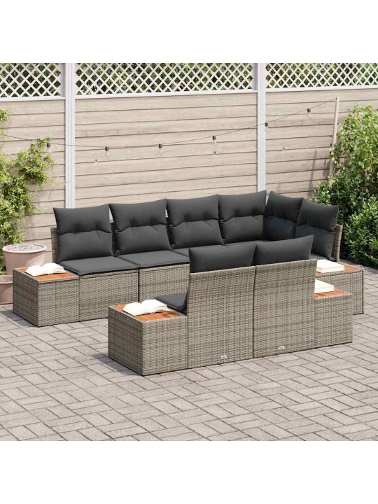 Dārza dīvānu komplekts 7 pcs pelēka 264 x 154 x 85 cm