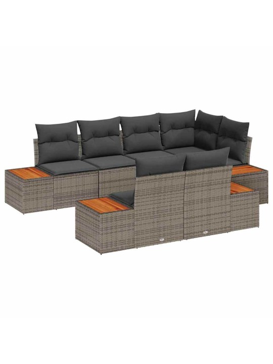 Dārza dīvānu komplekts 7 pcs pelēka 264 x 154 x 85 cm