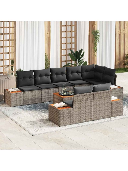 Dārza dīvānu komplekts 9 pcs pelēka 319 x 154 x 85 cm