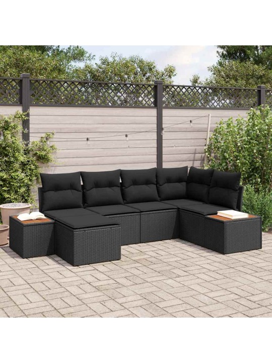 Dārza dīvānu komplekts 6 pcs melna 264 x 154 x 85 cm
