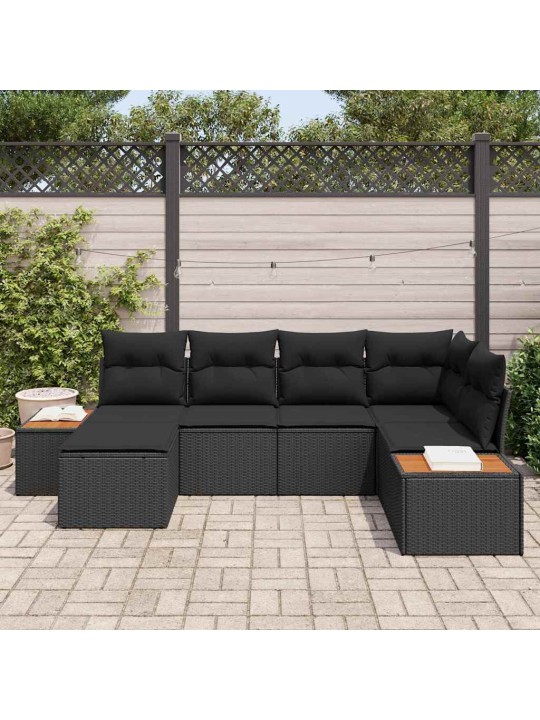 Dārza dīvānu komplekts 6 pcs melna 264 x 154 x 85 cm