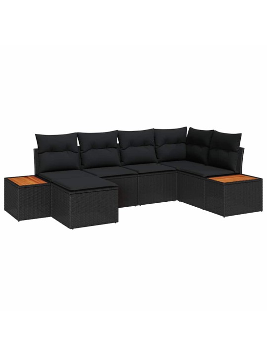 Dārza dīvānu komplekts 6 pcs melna 264 x 154 x 85 cm