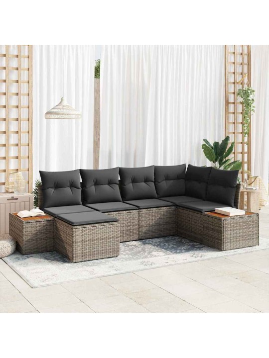 Dārza dīvānu komplekts 6 pcs pelēka 264 x 154 x 85 cm