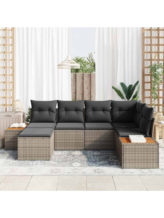Dārza dīvānu komplekts 6 pcs pelēka 264 x 154 x 85 cm