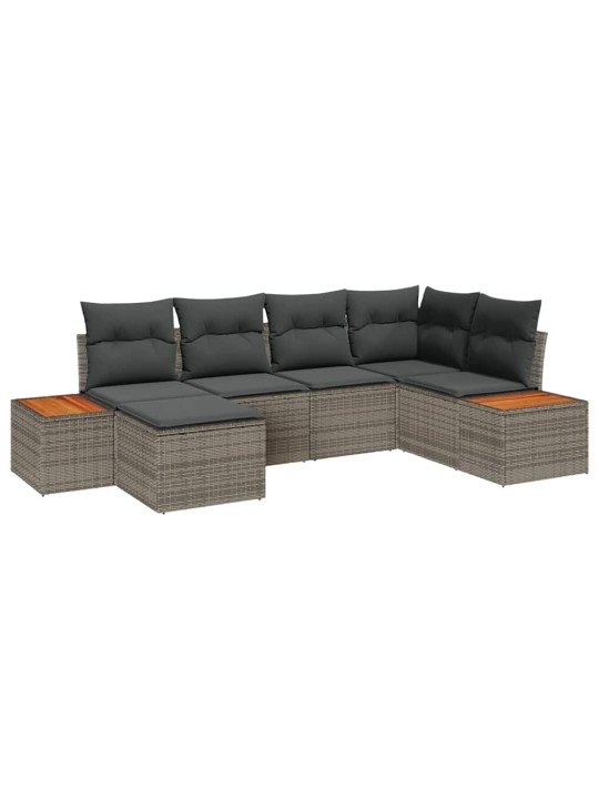 Dārza dīvānu komplekts 6 pcs pelēka 264 x 154 x 85 cm