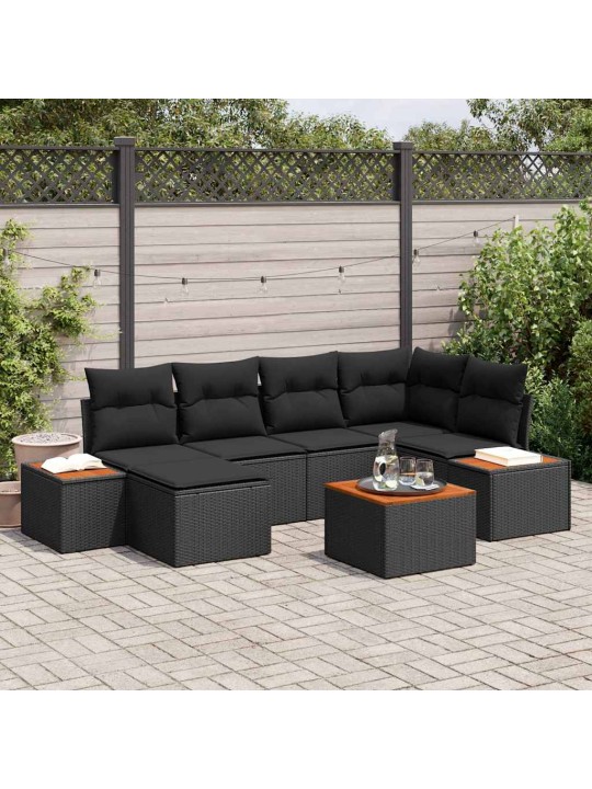 Dārza dīvānu komplekts 7 pcs melna 264 x 154 x 85 cm