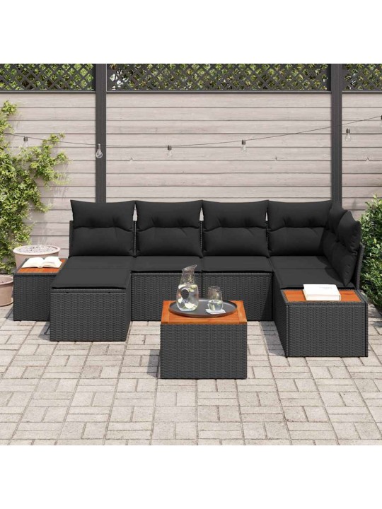 Dārza dīvānu komplekts 7 pcs melna 264 x 154 x 85 cm
