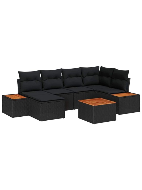 Dārza dīvānu komplekts 7 pcs melna 264 x 154 x 85 cm