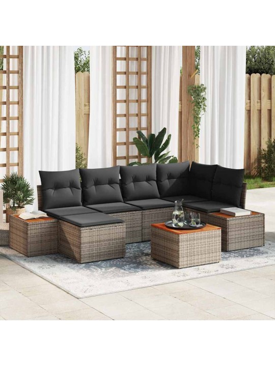 Dārza dīvānu komplekts 7 pcs pelēka 264 x 154 x 85 cm