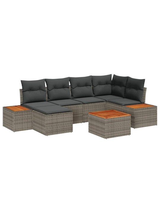 Dārza dīvānu komplekts 7 pcs pelēka 264 x 154 x 85 cm