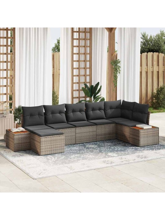 Dārza dīvānu komplekts 7 pcs pelēka 319 x 154 x 85 cm