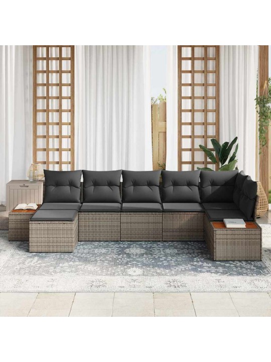 Dārza dīvānu komplekts 7 pcs pelēka 319 x 154 x 85 cm